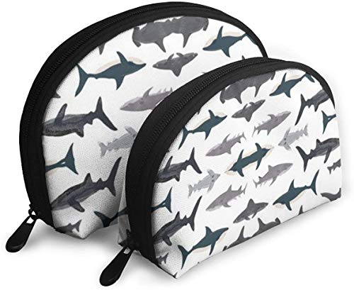 Damen-Reise-Kosmetiktasche mit Haifisch-Motiv, nautisch, für Jungen, wasserdicht, 2-teilig, Make-up-Clutch, Kosmetik- und Toilettenartikel-Organizer, tragbare Reise-Kulturtasche für Mädchen von Oudrspo