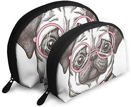 Damen Reise-Kosmetiktasche mit niedlichem Haustier-Hund, wasserdicht, 2-teilig, Make-up-Clutch, Kosmetik- und Toilettenartikel-Organizer, tragbare Reise-Kulturtasche für Mädchen von Oudrspo