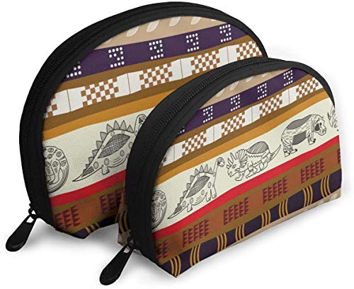 Damen-Reisekosmetiktasche mit Tribal-Motiv und Dinosaurier-Motiv, wasserdicht, 2-teilig, Make-up-Clutch, Kosmetik- und Toilettenartikel-Organizer, tragbare Reise-Kulturtasche für Mädchen von Oudrspo