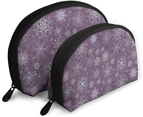 Damen-Reisekosmetiktaschen, weihnachtlich inspiriert, niedliche Blumen, Schneeflocken, wasserdicht, 2-teilig, Make-up-Clutch, Kosmetik- und Toilettenartikel-Organizer, tragbare Reise-Kulturbeutel fü von Oudrspo