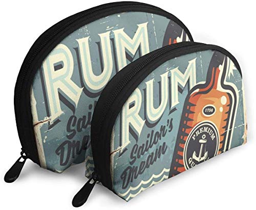 Damen Rum Vintage Blechschild Reise-Kosmetiktaschen, wasserdicht, 2-teilig, Make-up-Clutch, Kosmetik- und Toilettenartikel-Organizer, tragbare Reise-Kulturtasche für Mädchen von Oudrspo