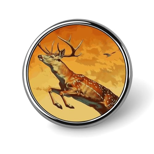 Deer Run Runde Brosche Anstecknadel Anstecker Revers Krawattennadel für Damen Herren Büroangestellte Lehrer Dekor Deer Run Runde Brosche Anstecknadel Anstecker Revers Krawattennadel für Damen Herren Büroangestellte Lehrer Dekor von Oudrspo