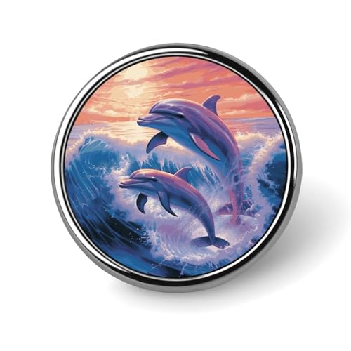 Delfin-Art-Anstecknadel für Männer, Delfin-Art-Modebrosche – niedliche Emaille-Abzeichen, Anstecknadel aus Aluminiumlegierung für Hüte, Hemden, Taschen, Jacken und Accessoires (runde Anstecknadeln, 2, von Oudrspo