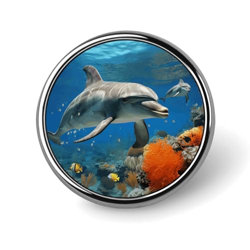 Delfine, blaue runde Anstecker, modische Revers-Krawattennadeln, leichte Metallbrosche, Anstecker für Männer und Frauen, Kostüm, dekoratives Accessoire Delfine, blaue runde Anstecker, modische Revers-Krawattennadeln, leichte Metallbrosche, Anstecker für Männer und Frauen, Kostüm, dekoratives Accessoire von Oudrspo