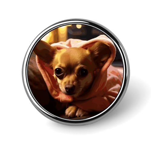 Depressive Chihuahua-Anstecknadel für Männer, modische Waschbär-Brosche, süße Emaille-Anstecker, Metall-Anstecknadel aus Aluminiumlegierung für Hüte, Hemden, Taschen, Jacken und Accessoires (runde Ans von Oudrspo