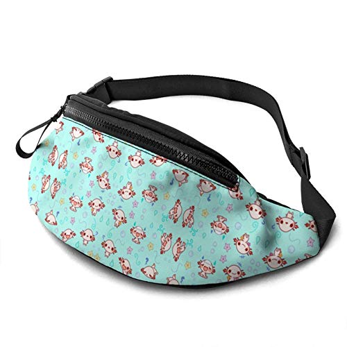 Die Axolotl Kawaii Bauchtasche für Damen Herren Mode Gürteltasche Hüfttasche mit verstellbarem Gürtel für Reisen im Freien Sport Radfahren Laufen von Oudrspo