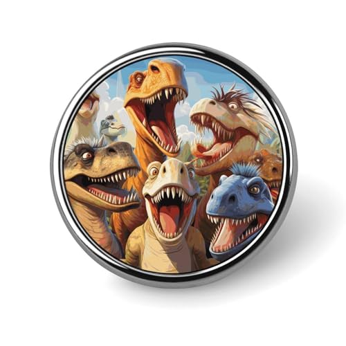 Dinosaurier-Selfie-Anstecknadel für Männer, süße Frosch-Modebrosche – süße Emaille-Anstecker, Anstecknadel aus Aluminiumlegierung für Hüte, Hemden, Taschen, Jacken und Accessoires (runde Anstecknadeln von Oudrspo