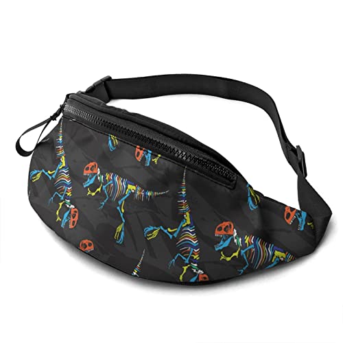 Dinosaurier-Skelett-Gürteltasche, lässige Gürteltasche mit verstellbarem Gürtel, Gürteltaschen für Männer, Frauen, Reisen, Sport, Laufen von Oudrspo