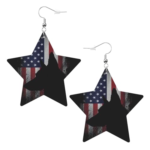 Distressed America Flagan Shepherd Lederohrringe, leichte baumelnde Ohrringe in Sternform für Frauen von Oudrspo