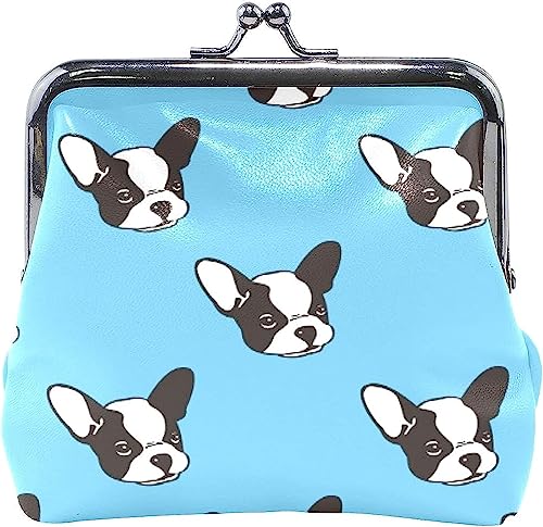 Dog French Bulldog Blue Coin Purse Retro Money Pouch with Kiss-Lock Buckle Wallet Bag Card Holder for Women and Girls von Oudrspo