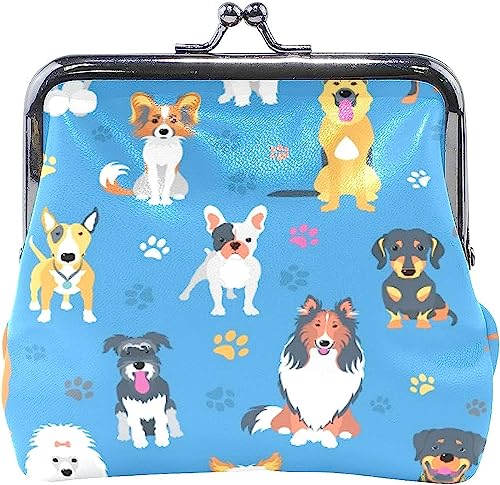 Dogs Pattern Coin Purse Retro Money Pouch with Kiss-Lock Buckle Wallet Bag Card Holder for Women and Girls von Oudrspo