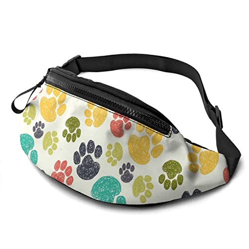 Doodle Animal Paw Gürteltasche Lässige Gürteltasche mit verstellbarem Gürtel Gürteltaschen für Männer Frauen Reisen Sport Laufen von Oudrspo