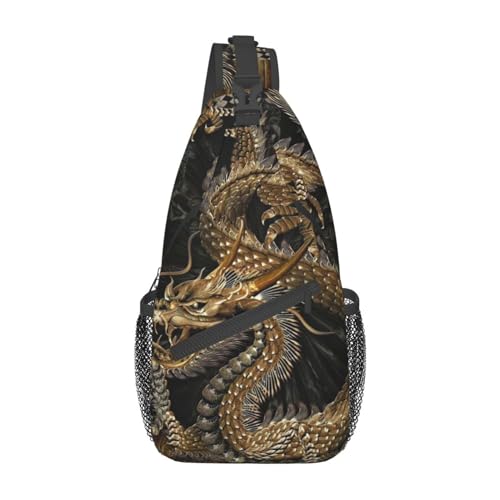 Dragon 02 Dragon Umhängetasche Herren Sling-Rucksack Tagesrucksack Freizeitrucksack Wandertasche Coole Rucksacktasche von Oudrspo