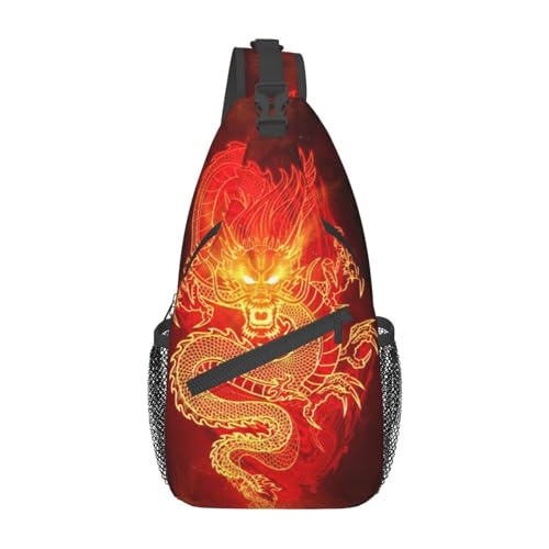 Dragon 05 Dragon Umhängetasche Herren Sling-Rucksack Tagesrucksack Freizeitrucksack Wandertasche Coole Rucksacktasche von Oudrspo