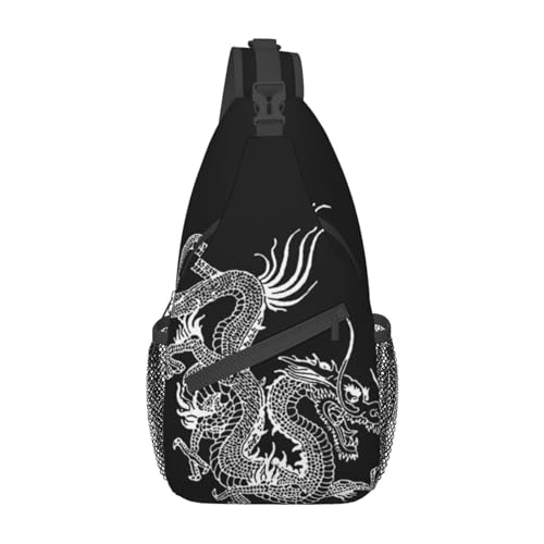 Dragon 06 Dragon Umhängetasche Herren Sling-Rucksack Tagesrucksack Freizeitrucksack Wandertasche Coole Rucksacktasche von Oudrspo