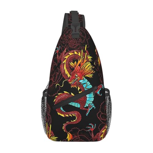 Dragon-10 Dragon Sling Bag für Männer und Frauen, Dragon Crossbody-Rucksack, Brusttasche, Fitnessstudio, Radfahren, Reisen, Wandern, Tagesrucksack von Oudrspo