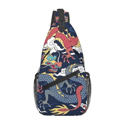 Dragon-13 Dragon Sling Bag für Männer und Frauen, Dragon Crossbody-Rucksack, Brusttasche, Fitnessstudio, Radfahren, Reisen, Wandern, Tagesrucksack von Oudrspo