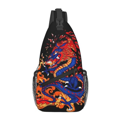 Dragon-4 Dragon Sling Bag für Männer und Frauen, Dragon Crossbody-Rucksack, Brusttasche, Fitnessstudio, Radfahren, Reisen, Wandern, Tagesrucksack von Oudrspo