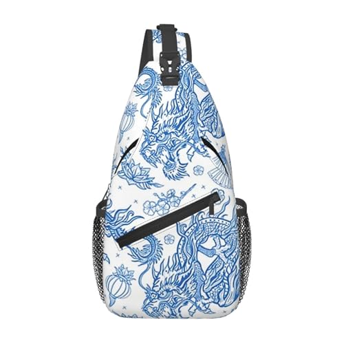Dragon-9 Dragon Sling Bag für Männer und Frauen, Dragon Crossbody-Rucksack, Brusttasche, Fitnessstudio, Radfahren, Reisen, Wandern, Tagesrucksack von Oudrspo