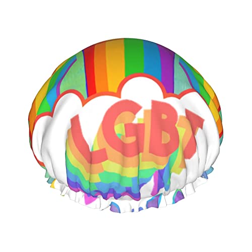 Duschhaube, LGBT-Regenbogen-Badekappen, wasserdichte Haarkappe, doppellagig, leicht, Duschhauben für Damen, Herren, Kinder, Teenager von Oudrspo