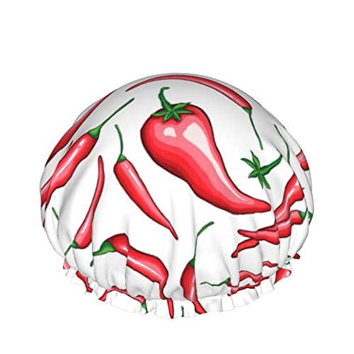 Duschhaube, Zitrone und Pfeffer, wiederverwendbare Bade-Duschhauben für Frauen mit langem Haar, doppellagiger, wasserdichter Bade-Duschhut, Haarschutz für Kinder, Mädchen und Frauen, 1 Packung von Oudrspo