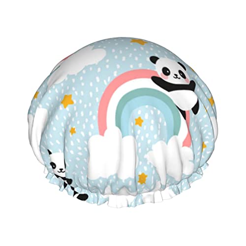 Duschhaube mit Panda-Wolken-Aufdruck, wasserdichte, wiederverwendbare Badekappen für Damen, Herren, Jungen und Mädchen, Spa-Salon Duschhaube mit Panda-Wolken-Aufdruck, wasserdichte, wiederverwendbare Badekappen für Damen, Herren, Jungen und Mädchen, Spa-Salon von Oudrspo