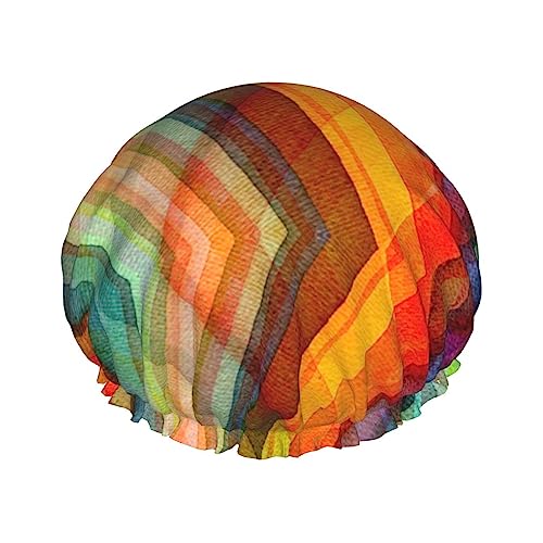 Duschhaube und Badekappe mit abstraktem Aquarell-Schottenmuster für Damen, wendbare, übergroße, wasserdichte Duschhaube, groß, für alle Haarlängen, elastische, wiederverwendbare Bade-Haarhaube von Oudrspo