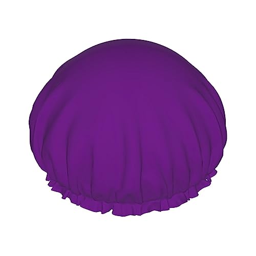 Duschhaube und Badekappe mit violettem Muster für Damen, wendbare, übergroße, wasserdichte Duschhauben, groß, für alle Haarlängen geeignet, elastische, wiederverwendbare Bade-Haarkappe von Oudrspo