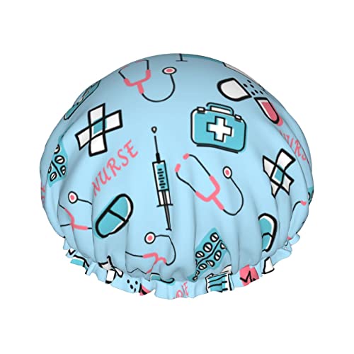 DuschhaubePractitionerCare Wiederverwendbare Bade-Duschhauben für Frauen mit langem Haar, doppelschichtiger wasserdichter Bade-Duschhut-Haarschutz für Kinder, Mädchen und Frauen, 1 Packung von Oudrspo