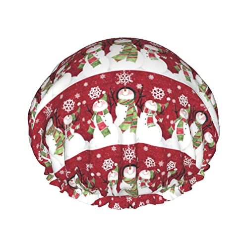 Duschhauben mit Aufschrift „Merry Christmas für Damen, wiederverwendbare elastische Badekappen, doppelt wasserdicht, Bade-Duschhut von Oudrspo