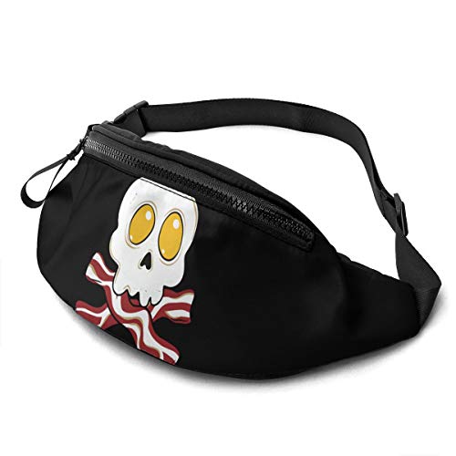 Eggs Bacon Skull Crossbones Hüfttasche mit verstellbaren Trägern, Tasche mit Kopfhöreranschluss für Männer und Frauen von Oudrspo