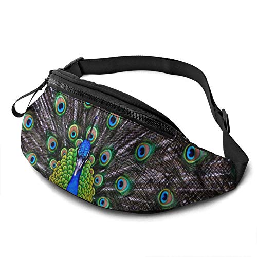 Elegante Pfau Lässige Gürteltasche für Männer und Frauen, Verstellbarer Gürtel, Gürteltasche für Reisen, Wandern, Radfahren, Laufen, Festival, Rave von Oudrspo