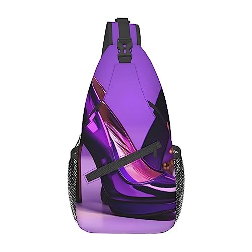 Elegante lila High Heels mit Lippenstift Elegante lila High Heels mit Lippenstift Brusttasche Diagonal Sling-Rucksack Männer Frauen Reisen durch multifunktionalen Outdoor-Sport-Tagesrucksack von Oudrspo