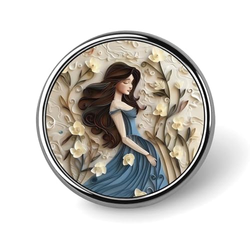 Exquisite Quilling Papier Prinzessin Runde Brosche Anstecknadel Anstecker Revers Krawattennadel für Frauen Männer Büroangestellte Lehrer Dekor von Oudrspo
