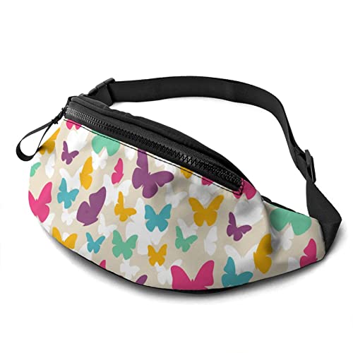 Farbe Schmetterlinge Gürteltasche Lässige Gürteltasche mit verstellbarem Gürtel Gürteltaschen für Männer Frauen Reisen Sport Laufen von Oudrspo