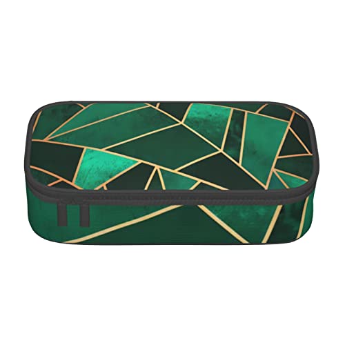 Federmäppchen mit geometrischem Aufdruck in Schwarz und Gold, strapazierfähig, mit Reißverschlussfach, tragbares Federmäppchen mit großer Kapazität von Oudrspo