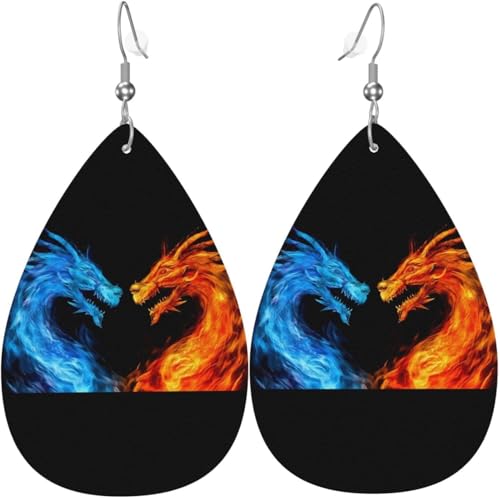 Feurige Drachen Halloween Baum Leder Tropfen Ohrringe für Frauen von Oudrspo