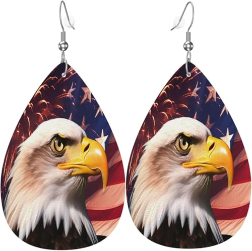 Flagge Feuerwerk Adler Weihnachten Grüne Blätter Leder Tropfen Ohrringe Für Frauen Urlaub Dekorationen von Oudrspo