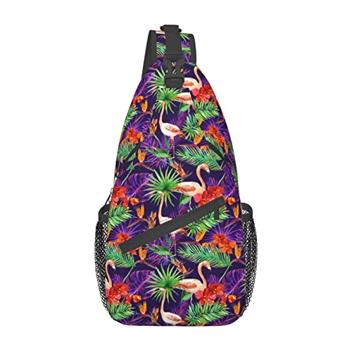 Flamingo Sling Bag, Crossbody Sling Rucksack Schulter Brusttasche Reise Wandern Tagesrucksack für Frauen Männer von Oudrspo