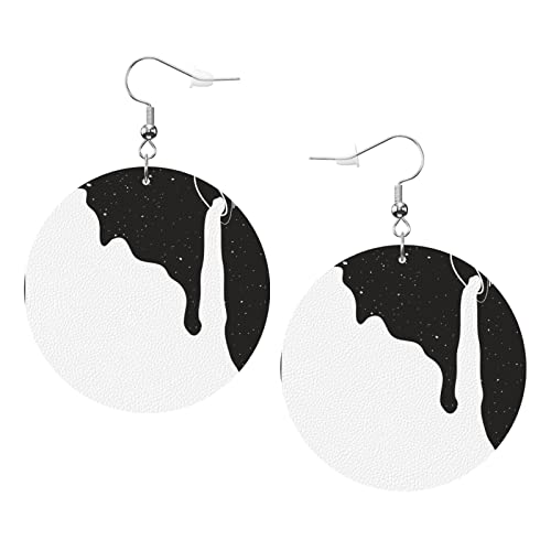 Fließende Tropfen-Ohrringe, fließende Tropfen, runde Form, Leder-Ohrring, leicht, baumelnder Damen- und Mädchen-Schmuck, perfekt für den Alltag von Oudrspo