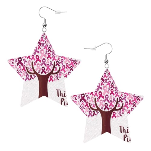 Frauen Stern baumeln Tropfen Ohrringe Brustkrebs Bewusstsein Monat Faux Leder Ohrring von Oudrspo