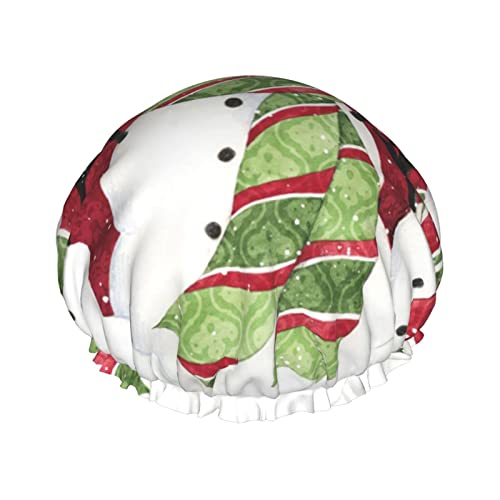 Frohe Weihnachten Netter Schneemann Duschhaube Duschhauben für Frauen Doppellagige wasserdichte Duschhauben, wiederverwendbar. von Oudrspo