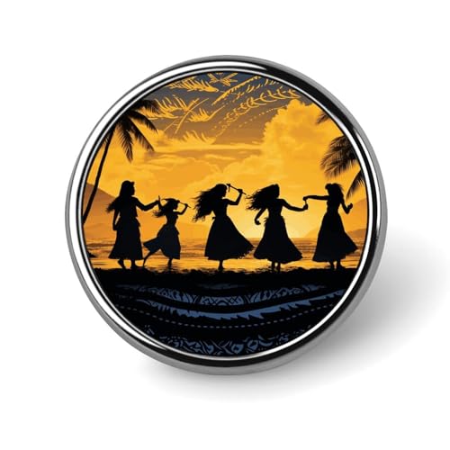 Fünf Silhouetten des hawaiianischen Tanzes, runde Brosche, modische Revers-Krawattennadeln, leichte Metallbrosche für Männer und Frauen, Kostüm, dekoratives Accessoire Fünf Silhouetten des hawaiianischen Tanzes, runde Brosche, modische Revers-Krawattennadeln, leichte Metallbrosche für Männer und Frauen, Kostüm, dekoratives Accessoire von Oudrspo