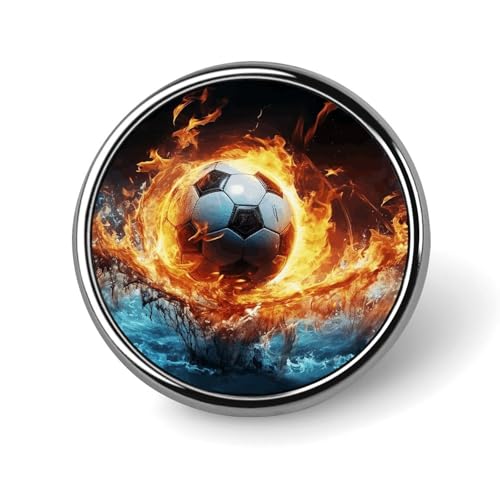Fußball in Feuer und Wasser, runde Brosche, modische Revers-Krawattennadeln, leichte Metallbrosche für Männer und Frauen, Kostüm, dekoratives Accessoire Fußball in Feuer und Wasser, runde Brosche, modische Revers-Krawattennadeln, leichte Metallbrosche für Männer und Frauen, Kostüm, dekoratives Accessoire von Oudrspo