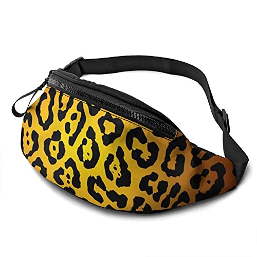 Gelbe Gürteltasche mit Leopardenmuster für Damen und Herren, modische Gürteltasche, Hüfttasche mit verstellbarem Gürtel für Reisen im Freien, Sport, Laufen von Oudrspo