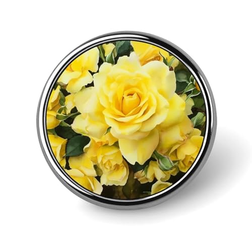 Gelbe Rosen-Anstecknadel für Männer, Cartoon-Geist, modische Brosche – süße Emaille-Anstecker, Anstecknadel aus Aluminiumlegierung für Hüte, Hemden, Taschen, Jacken und Accessoires (runde Anstecknadel von Oudrspo