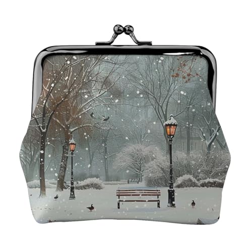 Geldbörse aus Leder mit Aufdruck „Snow Falling In The Park für Damen – kompaktes und sicheres Münzfach von Oudrspo