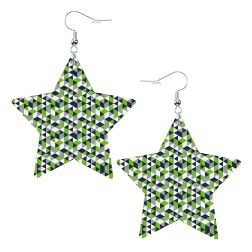 Geometrische Seahawk-Ohrringe aus Leder, leichte baumelnde Ohrringe in Sternform für Damen von Oudrspo