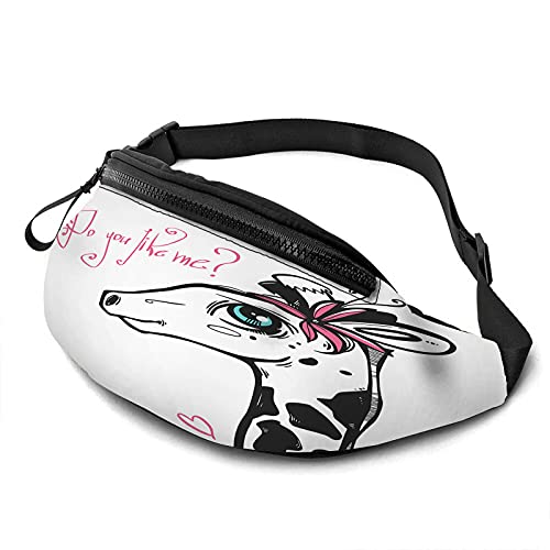 Giraffe Blumen auf dem Kopf Lässige Gürteltasche für Männer Frau Cartoon Tier Frau Blume Krawatte Magst du Mich Liebe Herz Langlebig Gürteltasche Genießen Sie Sport Wandern Laufen Radfahren Outdoor von Oudrspo