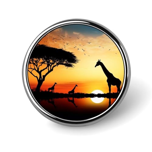 Giraffen-Sonnenuntergang-Anstecknadel für Männer, Giraffen-Sonnenuntergang-Modebrosche – süße Emaille-Anstecker, Metall-Anstecknadel aus Aluminiumlegierung für Hüte, Hemden, Taschen, Jacken und Access von Oudrspo
